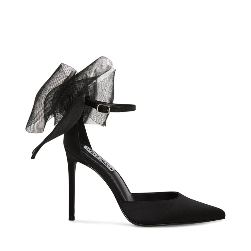 Black Steve Madden Valenteen Satin Women\'s Heels | PH 5961ACY